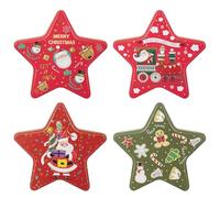 Scatole Biscotti Con Coperchi | 4 Pezzi Forma Pentagramma Contenitori di Conservazione - Grandi Scatole Per Dolci Natalizi | Per Capodanno Halloween San Festa Della Mamma Party Dolci Cioccolatini Cara