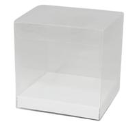 Scatole Bomboniere Trasparenti PET PVC Pieghevoli con Fondo Cartoncino Bianco Contenitore Regalo Portaconfetti Plastica Astuccio Esposizione Multiuso (10x10x20 + Fondo Bianco 10x10x1, 10 PZ)