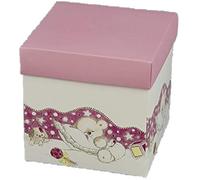 Scatole cartone pieghevole 10x10x10 cm bomboniere fondo coperchio nascita battesimo confezioni regalo fai da te accessori tema bimbi (Rosa Bimba, 20 PZ)