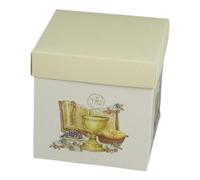 Scatole cartone pieghevoli avorio bomboniere comunione fondo coperchio confezioni regalo fai da te calice bibbia simboli religiosi (10x10x10 cm, 20 PZ)