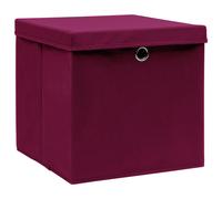 Scatole con Coperchi 10 pz Rosso Scuro 32x32x32 cm Tessuto