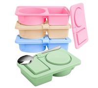 Scatole da gustare riutilizzabili - contenitori per la preparazione di snack riutilizzabili con coperchi,4 pezzi in silicone doppio scomparto organizer per alimenti per insalata, salse e