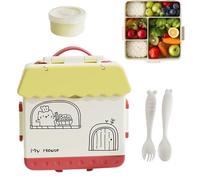 Scatole da pranzo per - 1000 ml Contenitore ondulato, 4 scomparti con cucchiaio e forchetta, contenitori per il pranzo, per la scuola primaria, campeggio, viaggi su strada, spiaggia