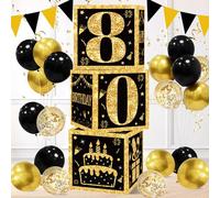 Scatole decorative per 80° compleanno da uomo, 3 scatole per palloncini per 80° compleanno, forniture per feste di 80 anni, per uomini e donne