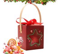 Scatole Di Biscotti Natalizi | Contenitore Per Cioccolato Con Finestra E Manico | Scatola per Biscotti Natalizi - Per Artigianato Favori Di Festa Calze Della Befana Raduni Familiari Ufficio Insegnanti