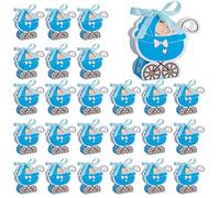 Scatole di Caramelle 25 Pezzi Scatolina Portaconfetti Comunione per la Doccia per Neonati Regalo Box di Carta per Compleanno dei Neonato Bambini, Festa Battesimo Bleu