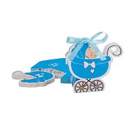 Scatole di Caramelle 25 Pezzi Scatolina Portaconfetti Comunione per la Doccia per Neonati Regalo Box di Carta per Compleanno dei Neonato Bambini, Festa Battesimo Bleu