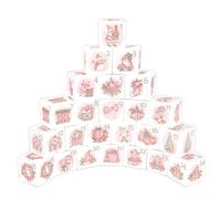 Scatole di carta per calendario dell'Avvento natalizio, confezione da 24, scatole pieghevoli per piccole e caramelle per conto alla rovescia delle festività (24 rosa)
