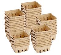 Scatole di cartone per frutta, scatole di cartone per frutti di bosco,Cestino quadrato in fibra di polpa da 50 pezzi | Design quadrato ventilato per il mercato degli agricoltori di frutta naturale, pe