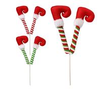 Scatole di gambe natalizie, biglietti per i piedi per l'albero di Natale, decorazione natalizia dei piedi a strisce - Decorazioni per alberi di Natale, 3 x decorazioni per topper con gambe ripiene per