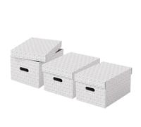 Scatole di immagazzinaggio - ESSELTE - Formato M - Confezione da 3 - Cartone riciclato - Bianco