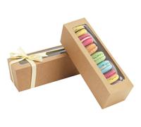 Scatole di macaron npux 25 pacchetto per 5-7 macarons fragole scatole per macaron confezionamento di scatole di imballaggio con nastro per caramelle