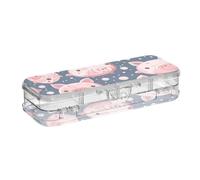 Scatole di plastica trasparente carino maiale blu navy astuccio impermeabile per ufficio 8,3 "L x 3" W x 1,9 "H