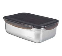 Scatole di Scorta Acciaio Inox 2,7 L Con Nero Coperchio Salvaspazio Cucina Cibo