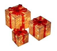 Scatole Illuminate Decorazione Natale | Decorazioni per Scatole di Natale con Luci LED,3 Pezzi Scene Props con Batteria per Giardino Balcone Camera sotto l'Albero