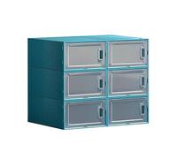 Scatole impilabili blu per scarpe con ante trasparenti salvaspazio in plastica organizer per scarpe per la casa, facile da montare, perfette per l'organizzazione dell'armadio e della camera da letto