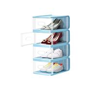 Scatole impilabili per scarpe, 8 contenitori in plastica trasparente con ante, resistenti e salvaspazio, ideali per armadio e casa