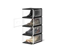 Scatole impilabili per scarpe, confezione da 8 pezzi, in plastica trasparente, con ante, contenitori per scarpe durevoli e trasparenti per armadio, design salvaspazio