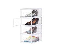 Scatole impilabili per scarpe, in plastica resistente, con ante e coperchi, contenitori trasparenti per scarpe, set da 8 per armadio ordinato