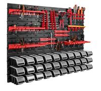 botle Scaffalatura da parete da 115 x 78 cm, 30 scatole portaoggetti, porta attrezzi impilabili, per officina e banco da lavoro, pannello da parete portautensili, supporti per attrezzi da parete