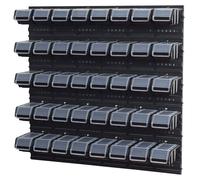 Scatole impilabili set 4 x scaffale a parete sistema di stoccaggio + 40 scato...