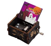 Scatole Musicali A Manovella - Carillon Dipinto Notte Horror | Carillon in Legno Halloween Tune | Carillon In Legno Intagliato A Manovella | Carillon Vintage | Music Box