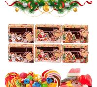 Scatole natalizie con finestra carina con finestra ed etichette | Contenitori per snack e biscotti, per pan di zenzero, caramelle, cioccolatini, cupcake, brownies, ciambelle, 6 pezzi