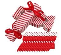 Scatole natalizie - ConvenientBoxes con coperchio, scatole natalizie a forma di caramelle | 20 scatole per biscotti natalizi sfuse con 40 nastri | scatole di carta a righe colorate per ricordi di