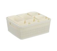 Relaxdays Organizer Portaoggetti da Cassetto, Set da 10 Scatole di Organizzazione Scrivania o Bagno, Plastica, Bianco