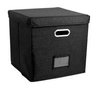 Scatole per Armadio Organizer pieghevole, grande capacità, scatola portaoggetti for dischi in vinile con coperchio, in cotone e lino, for la casa(Black)