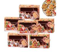 Scatole per biscotti di Natale con finestra carina con finestra ed | Contenitori per snack e biscotti, per pan di zenzero, caramelle, cioccolatini, cupcake, brownies, ciambelle, 6 pezzi