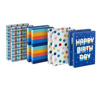 Scatole per camicie con coperchio di design Hallmark (8 scatole: 2 per ciascuna con strisce arancioni e blu, pois scozzesi e scritta ""Buon comple