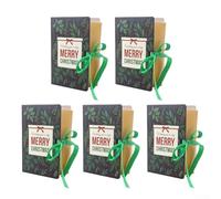 Scatole per caramelle uniche a forma di libro per confezioni regalo, design creativo per migliorare le celebrazioni natalizie, compatte e leggere per un facile trasporto, set di 5 (foglie verdi)
