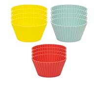 Scatole per cupcake in silicone multicolore, confezione da 12 stampi riutilizzabili per muffin per cuocere con i bambini, lavabili in lavastoviglie, ecologici