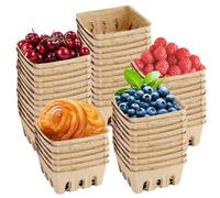 Scatole per frutta in cartone - Scatole in cartone per frutti di bosco, cestini quadrati in fibra di polpa 50 pezzi | Contenitori ortofrutta a ventilazione naturale per pomodorini e pomodori maturi