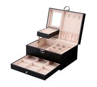Scatole Per Gioielli Organizzatore di gioielli Portagioie Portagioie con serratura con cassetti a specchio Custodia for gioielli Vetrina for orecchini Anelli Cofanetti E Scatole(Noir)