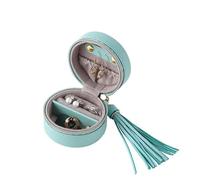 Scatole Per Gioielli Portagioie Custodia for gioielli portatile da viaggio piccola con pendente a nappa Custodia for gioielli in pelle rotonda Porta gioielli Cofanetti E Scatole(Blue)