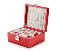 Scatole Per Gioielli Portagioie for donna Vetrina for organizzatore di gioielli a 2 strati con scomparti da viaggio Porta gioielli for riporre gioielli Cofanetti E Scatole(Red)