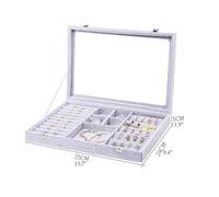 Scatole Per Gioielli Vassoio con coperchio in vetro grigio nero portagioie portagioie espositore for orecchini anelli collane Cofanetti E Scatole(Gris)