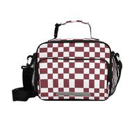 Scatole per il pranzo in tartan americano marrone e bianco con tracolla scatole per il pranzo per lavoro per cucina ragazzo