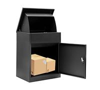 Scatole per la consegna dei pacchi per esterni, cassetta postale extra large per pacchi, in acciaio zincato, montaggio a parete, con serratura antifurto, per portico, lato marciapiede L-nero