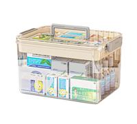 Scatole per medicinali,Porta Medicinali da Casa con Manico - 2 strati Scatola Medicinali con Divisore,Multifunzione Organizer per medicinali per Pronto Soccorso,Medicine box,29 x 21 x 17cm (Bianco)