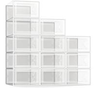 Scatole per Scarpe Trasparenti Bianche Impilabili Large 12 Pz, Portascarpe in Pl