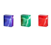 Scatole per sigarette in plastica, confezione da 3 pezzi, per 32 sigarette filtranti, ca. 9 x 7 x 4 cm, 30 g (blu scuro, rosso + verde)