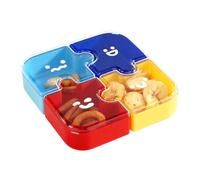 Scatole per snack per bambini, vassoio puzzle staccabile, scatola per frutta divisa con coperchio sicuro, organizer portatile per alimenti per noci, dessert, frutta, cioccolatini, contenitore per il