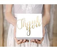 Scatole per torta decorative - Thank you, oro, 14 x 8,5 x 14 cm (1 VPE / 10 pz.)