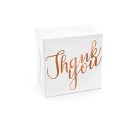Scatole per torta decorative - Thank you, oro rosa, 14 x 8,5 x 14 cm (1 VPE /...