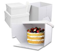 Scatole per torta grandi in cartoncino rigido rigato con coperchio