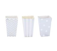 Scatole Popcorn in Carta 36 Pezzi, Contenitori Grandi Capacità Oro, Leggeri e Facili da Assemblare - Perfetti per Feste, Matrimoni e Compleanni (Argento)