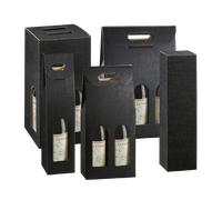 SCATOLE PORTABOTTIGLIE manico Elegance nere 3 bottiglie 27 x 9 x 38,5 cm